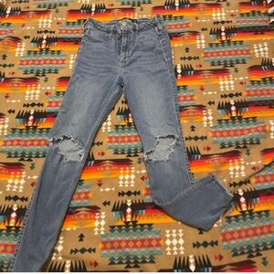 Hollister Blue High Rise Distressed Jeans